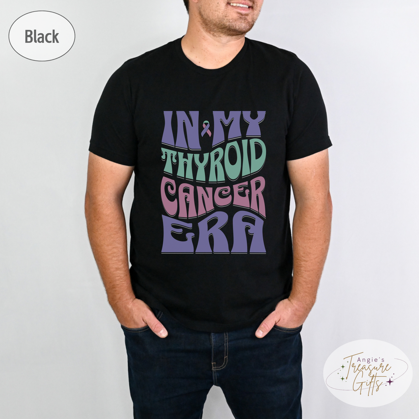 In My Thyroid Cancer Era Shirt – Teal, Pink & Blue Awareness Ribbon – Bella Canvas 3001 Unisex Tee – Cancer Support Gift