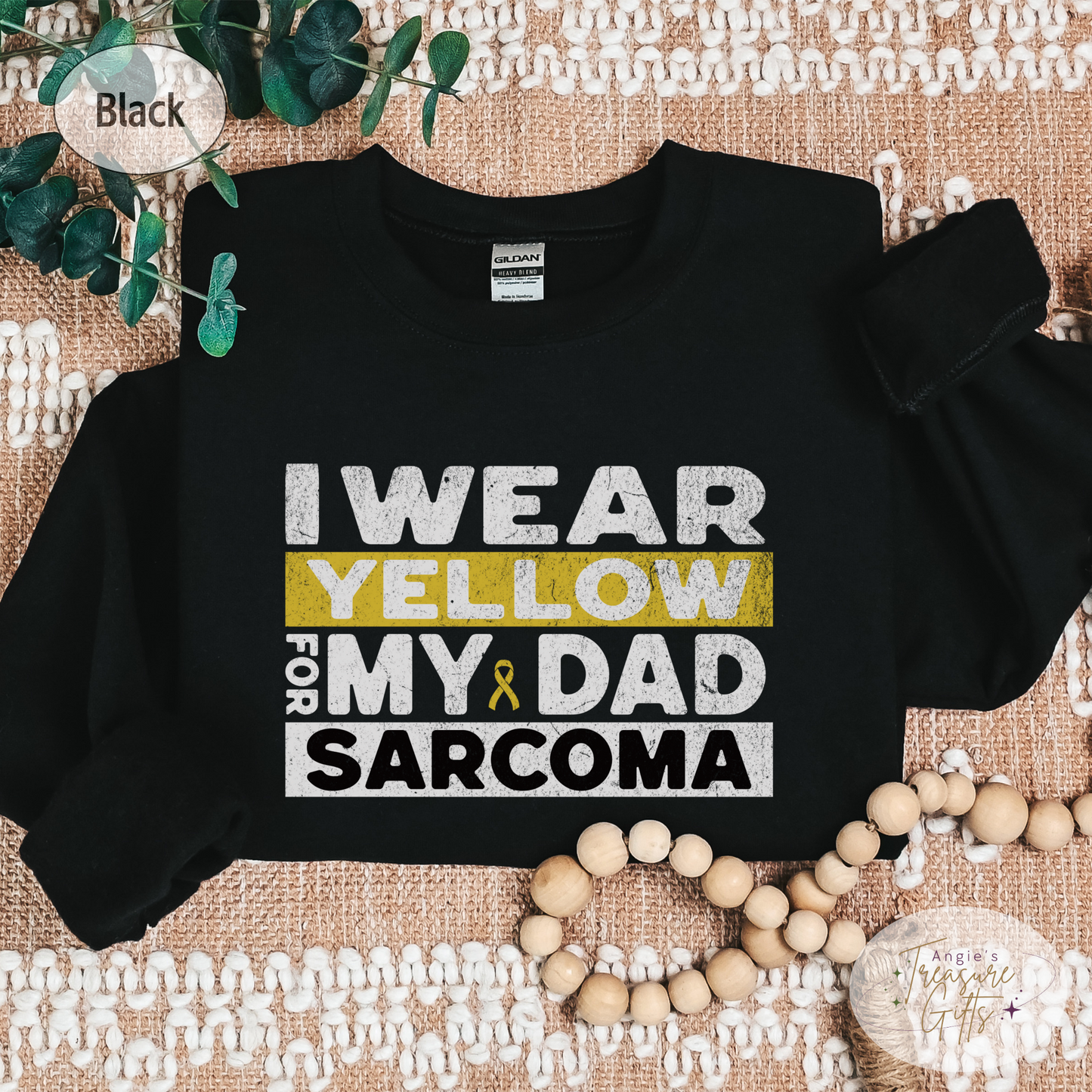 Sarcoma Awareness Shirt, I Wear Yellow for My Dad Shirt Sarcoma Cancer Awareness T-Shirt Sweatshirt Support Gift