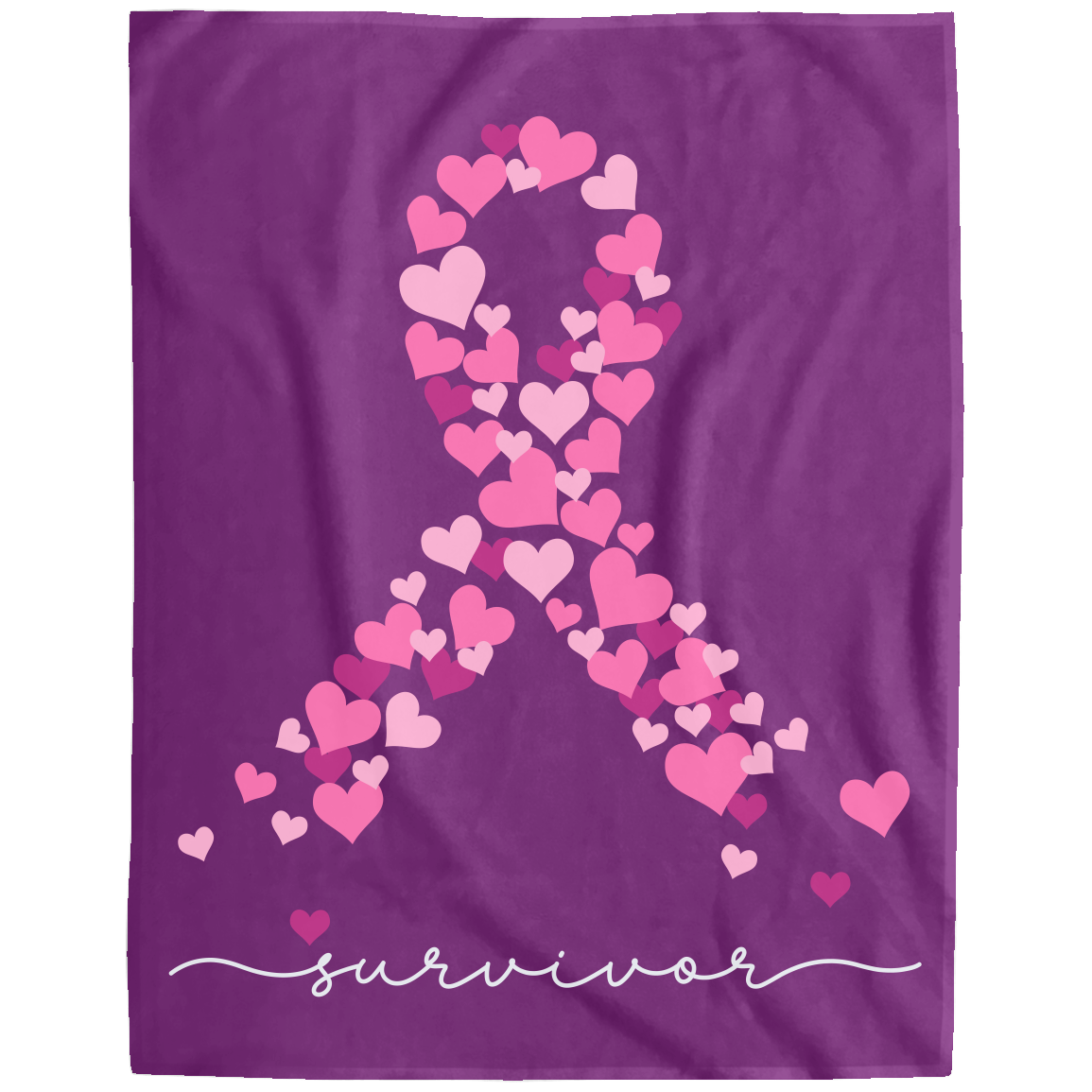 Breast Cancer Awareness Plush Fleece Blanket – Warrior, Fighter, or Survivor – 60x80