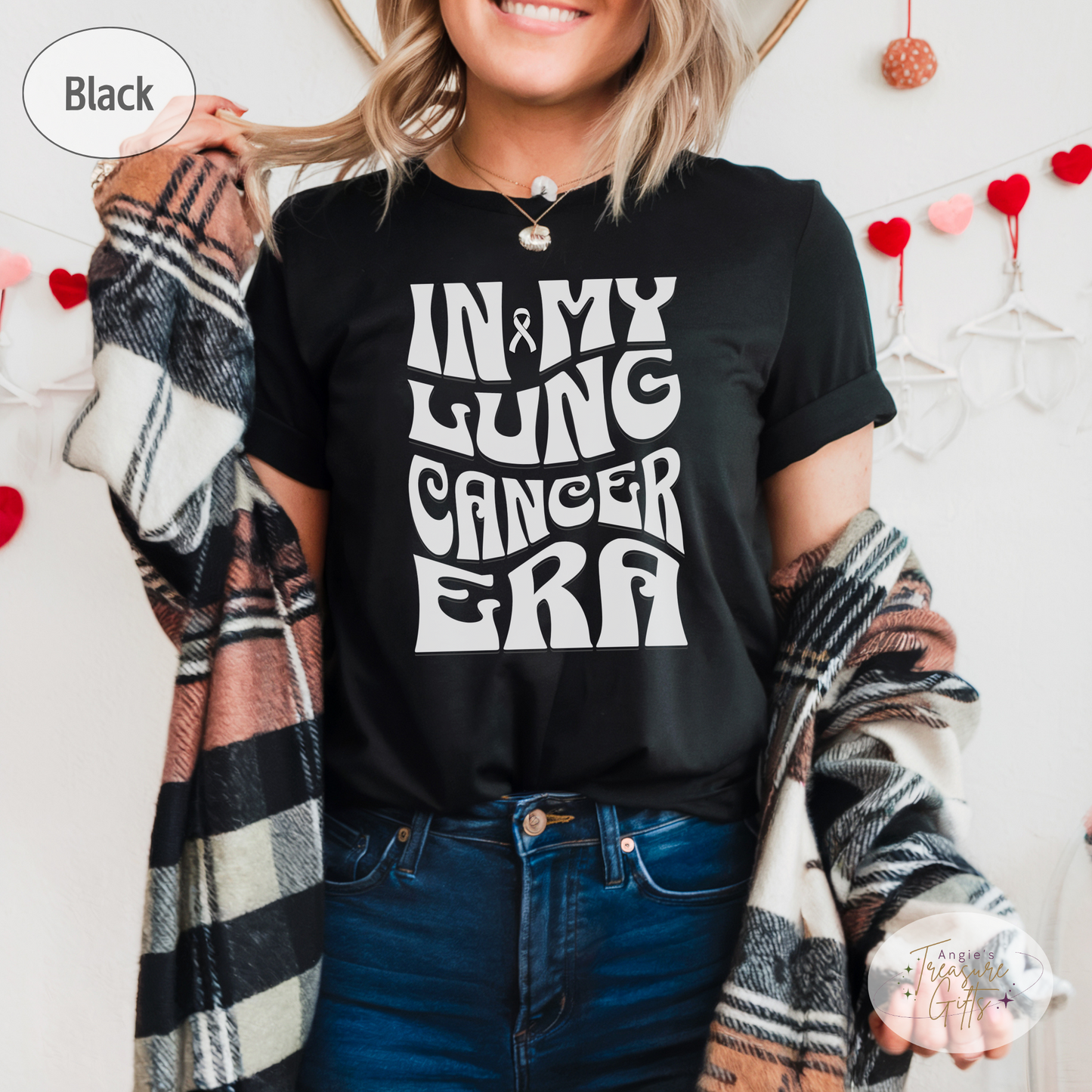 In My Lung Cancer Era Shirt – White Awareness Ribbon – Bella Canvas 3001 Unisex Tee – Cancer Support Gift