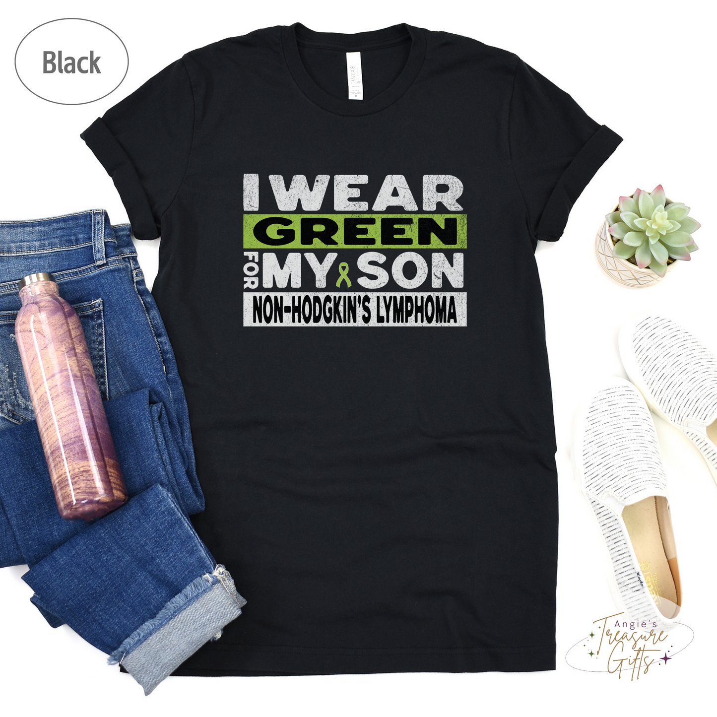 Non-Hodgkin's Lymphoma Awareness T-Shirt for Mom or Dad, I Wear Green For My Son Shirt, Cancer Support Squad Sweatshirt Tee