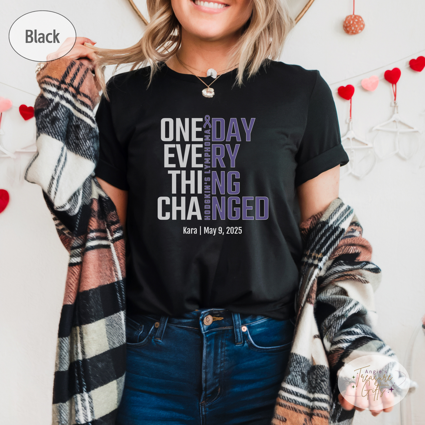 Personalized Hodgkin’s Lymphoma Awareness T-Shirt – One Day Everything Changed – Custom Survivor, Warrior, Memorial Gift