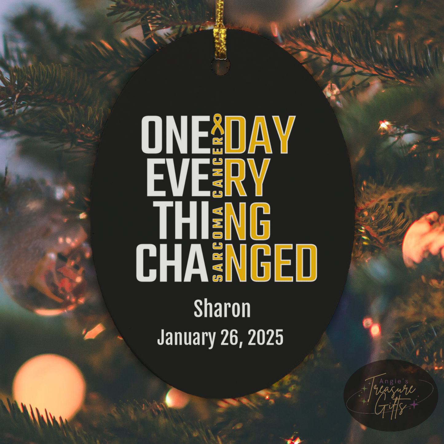 One Day Everything Changed Sarcoma Awareness Ornament – Personalized Survivor Gift