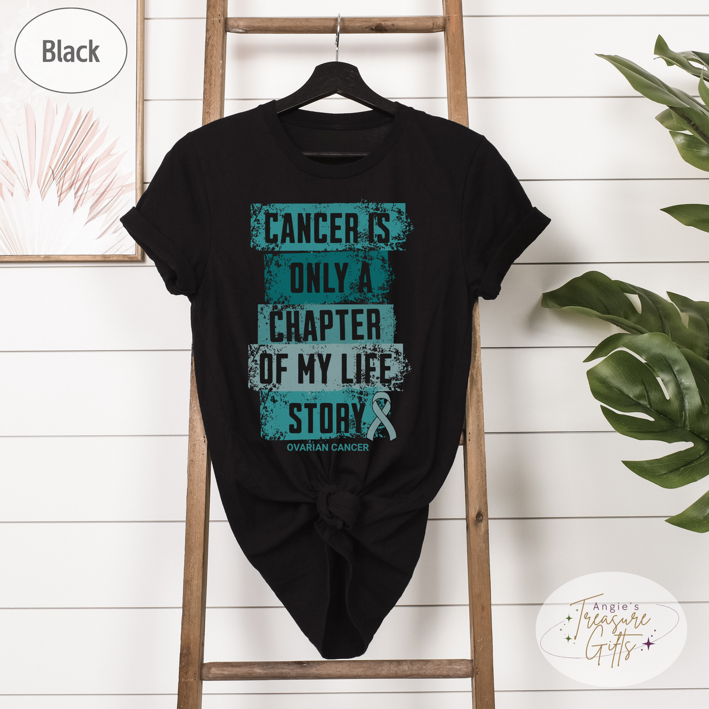 Ovarian Cancer Awareness T-Shirt – Cancer Is Only a Chapter of My Life Story – Teal Ribbon Survivor & Support Shirt