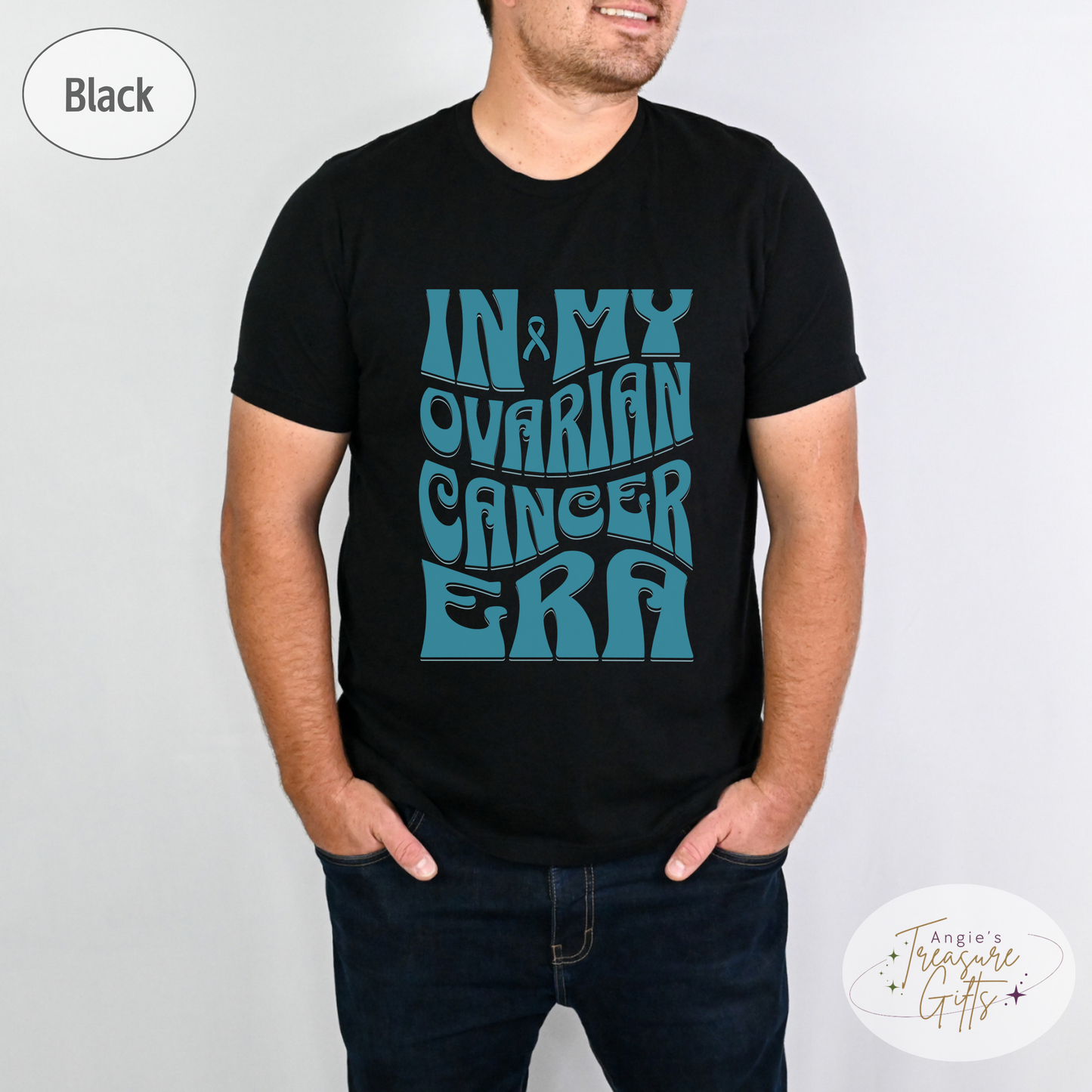 In My Ovarian Cancer Era Shirt – Teal Awareness Ribbon – Bella Canvas 3001 Unisex Tee – Cancer Support Gift