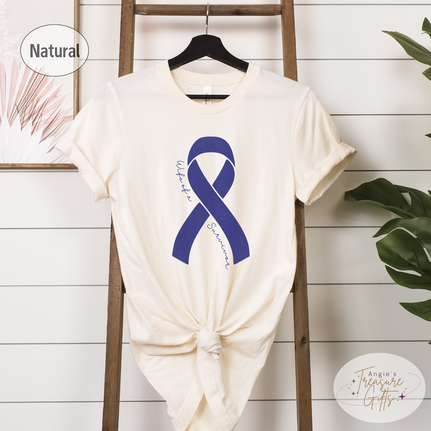 Personalized Colon Cancer Awareness Shirt – Dark Blue Ribbon Tee – Customizable Survivor, Warrior, Fighter Support – Bella Canvas 3001