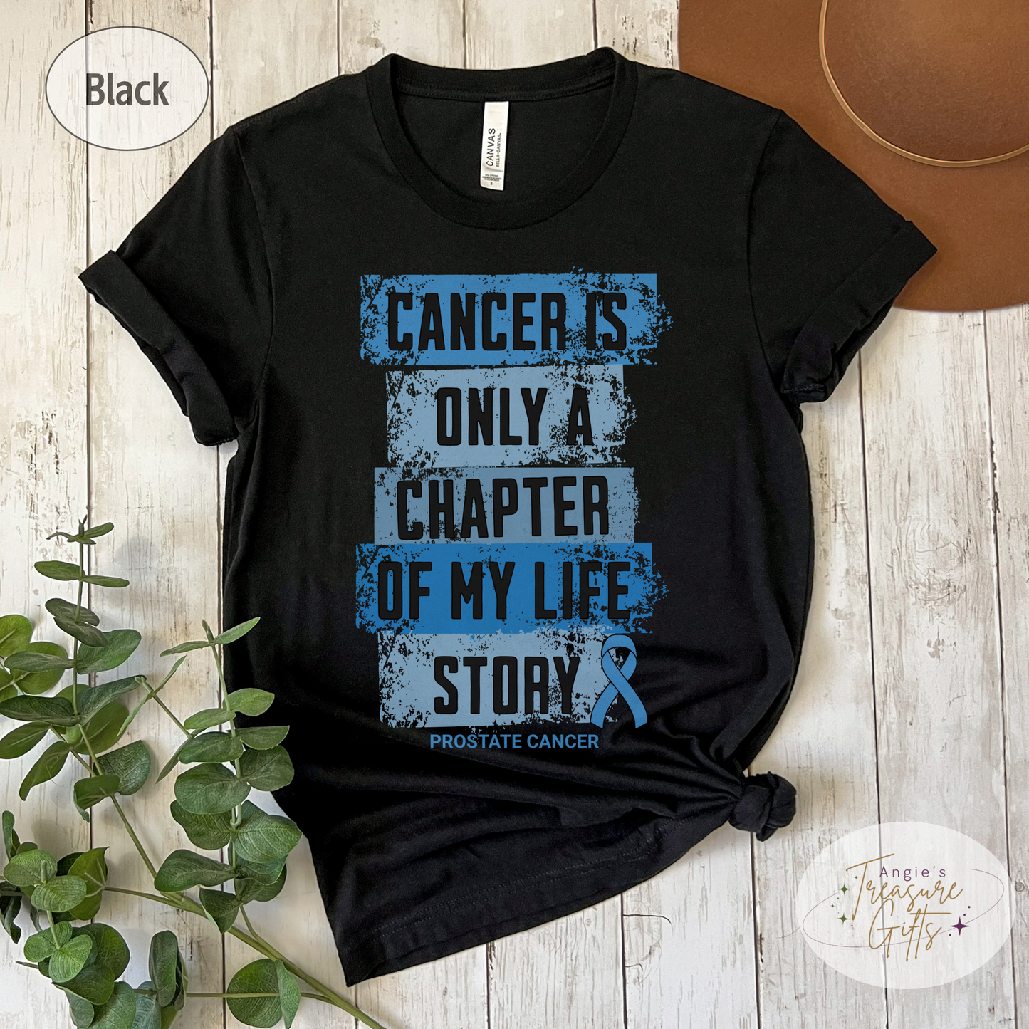 Prostate Cancer Awareness T-Shirt – Cancer Is Only a Chapter of My Life Story – Light Blue Ribbon Survivor & Support Shirt