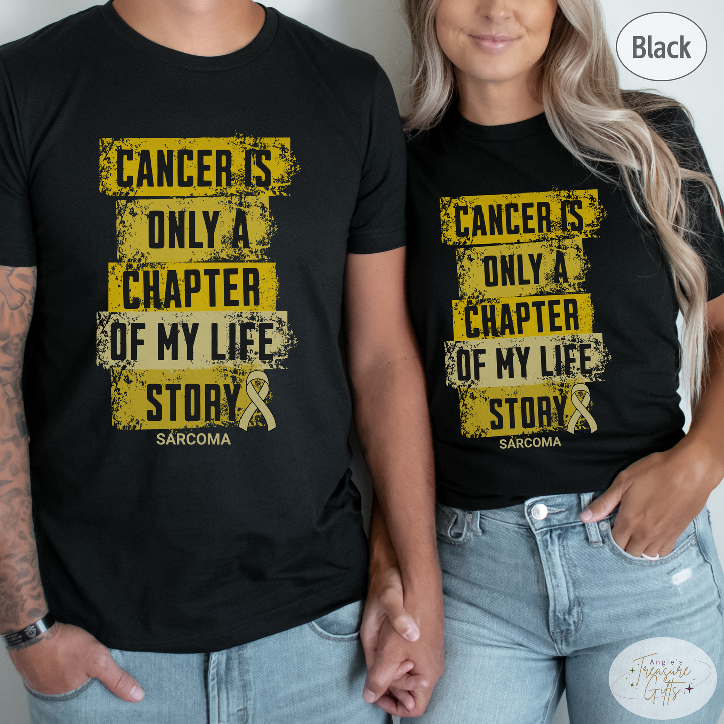 Sarcoma Cancer Awareness T-Shirt – Cancer Is Only a Chapter of My Life Story – Yellow Ribbon Survivor & Support Shirt