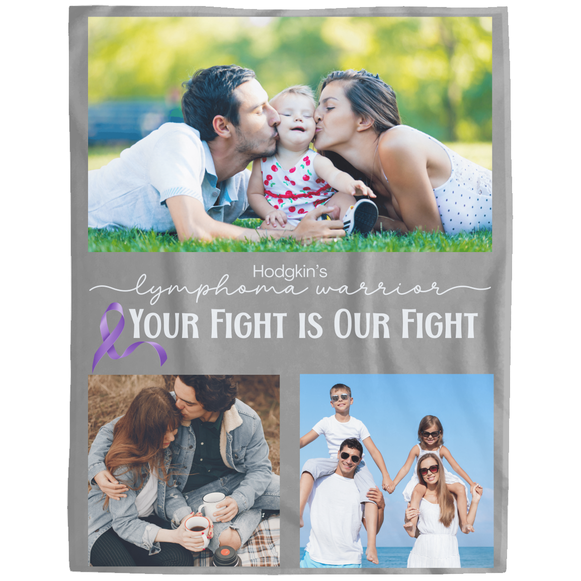 Personalized Hodgkin’s Lymphoma Warrior Photo Blanket – “Your Fight Is Our Fight” Plush Fleece 60x80