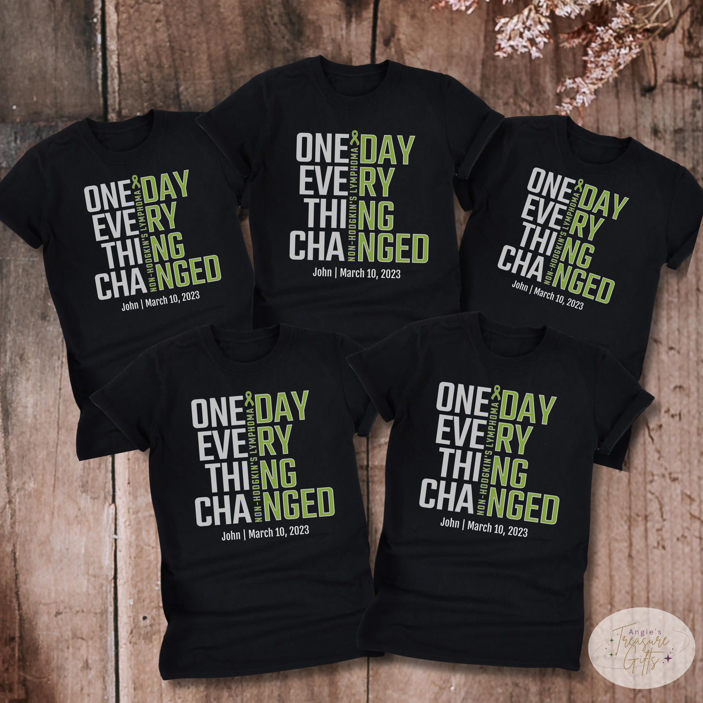 Personalized Non-Hodgkin’s Lymphoma Awareness T-Shirt – One Day Everything Changed – Custom Survivor, Warrior, Memorial Gift