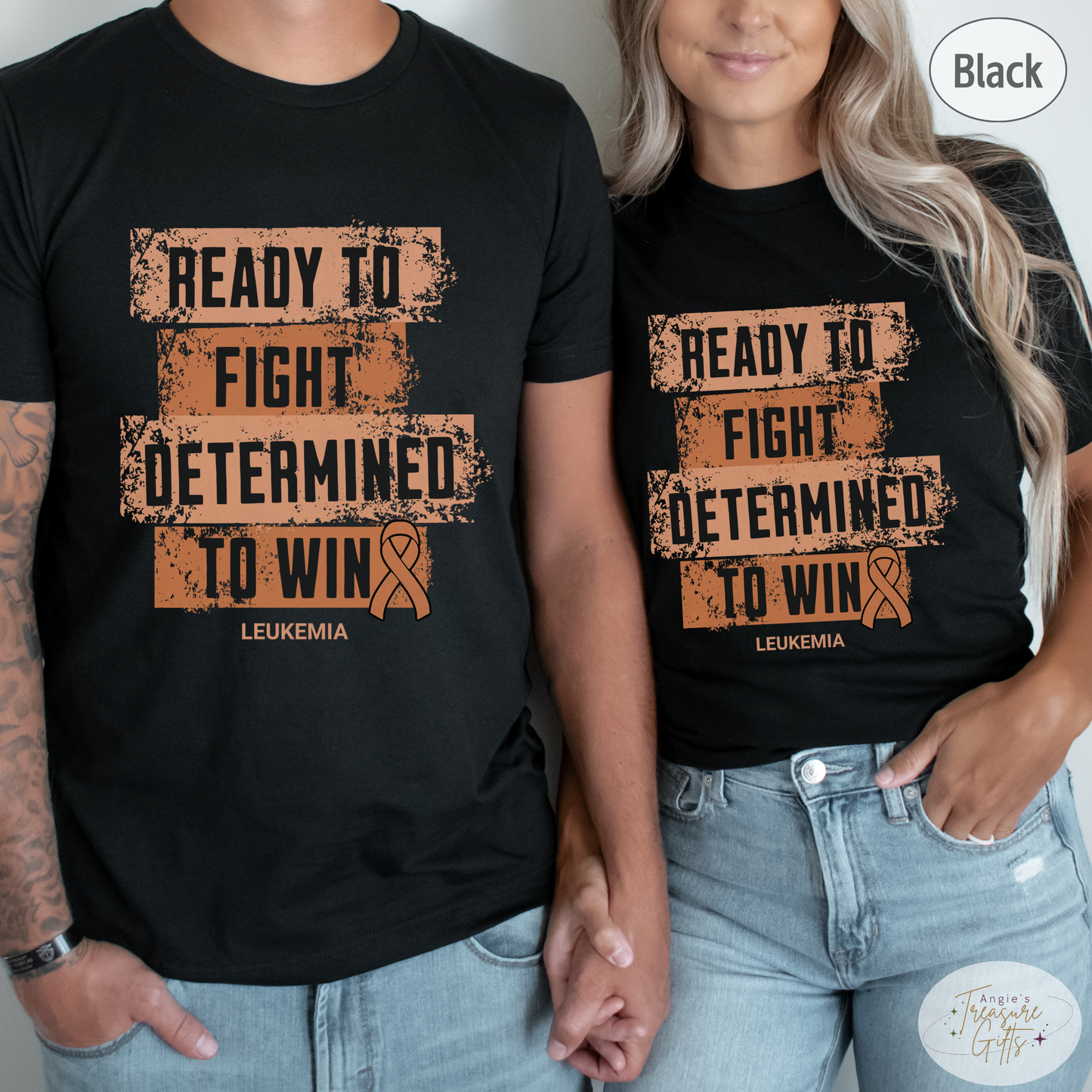 Leukemia Awareness T-Shirt – Orange Ribbon Survivor Gift – Ready to Fight Determined to Win
