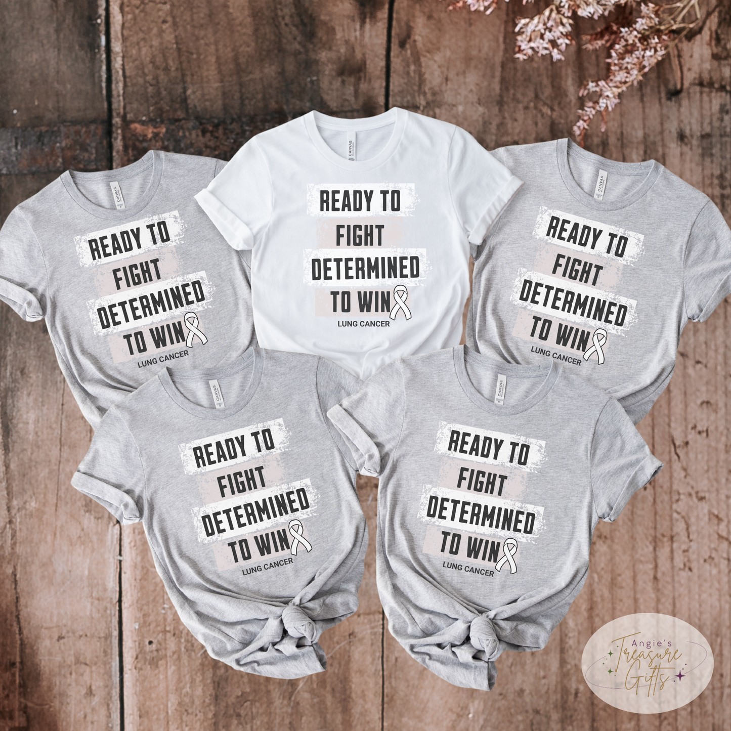 Lung Cancer Awareness T-Shirt – White Ribbon Survivor Gift – Ready to Fight Determined to Win