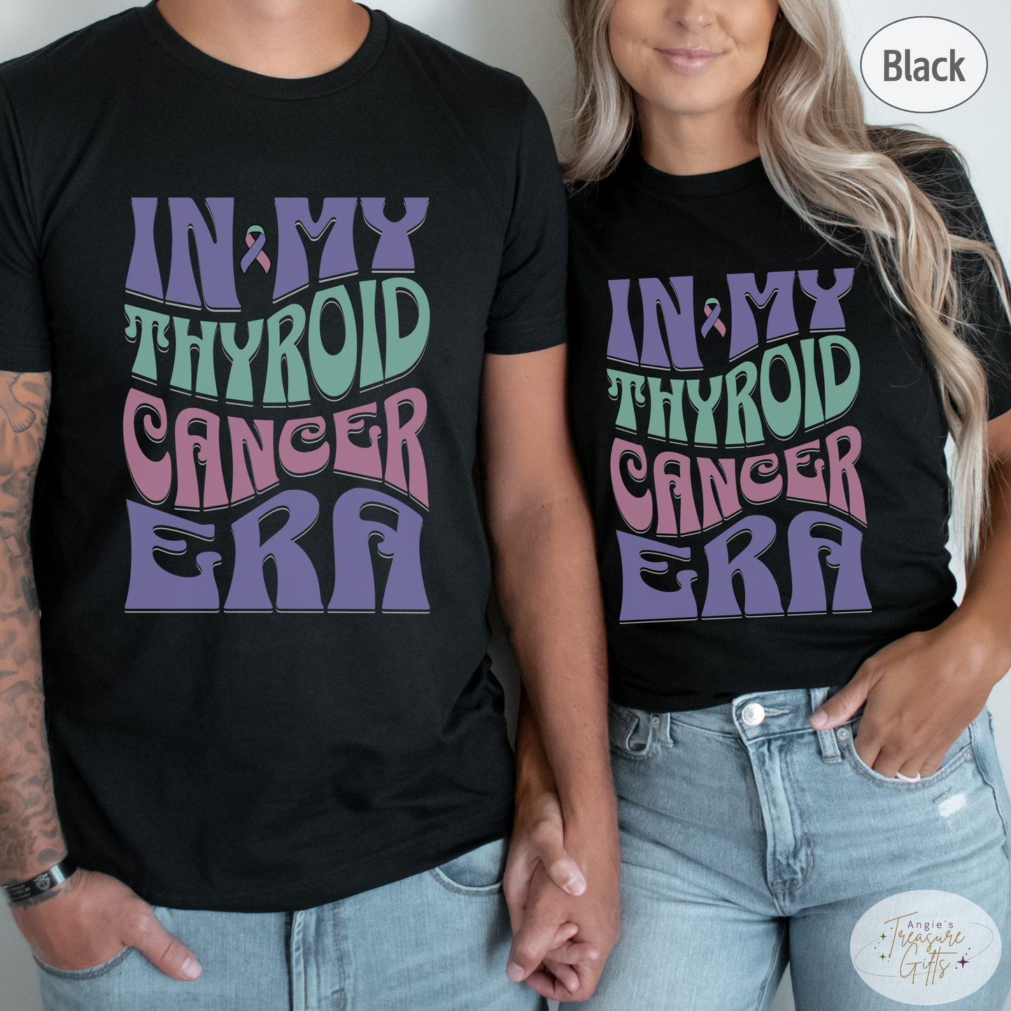 In My Thyroid Cancer Era Shirt – Teal, Pink & Blue Awareness Ribbon – Bella Canvas 3001 Unisex Tee – Cancer Support Gift