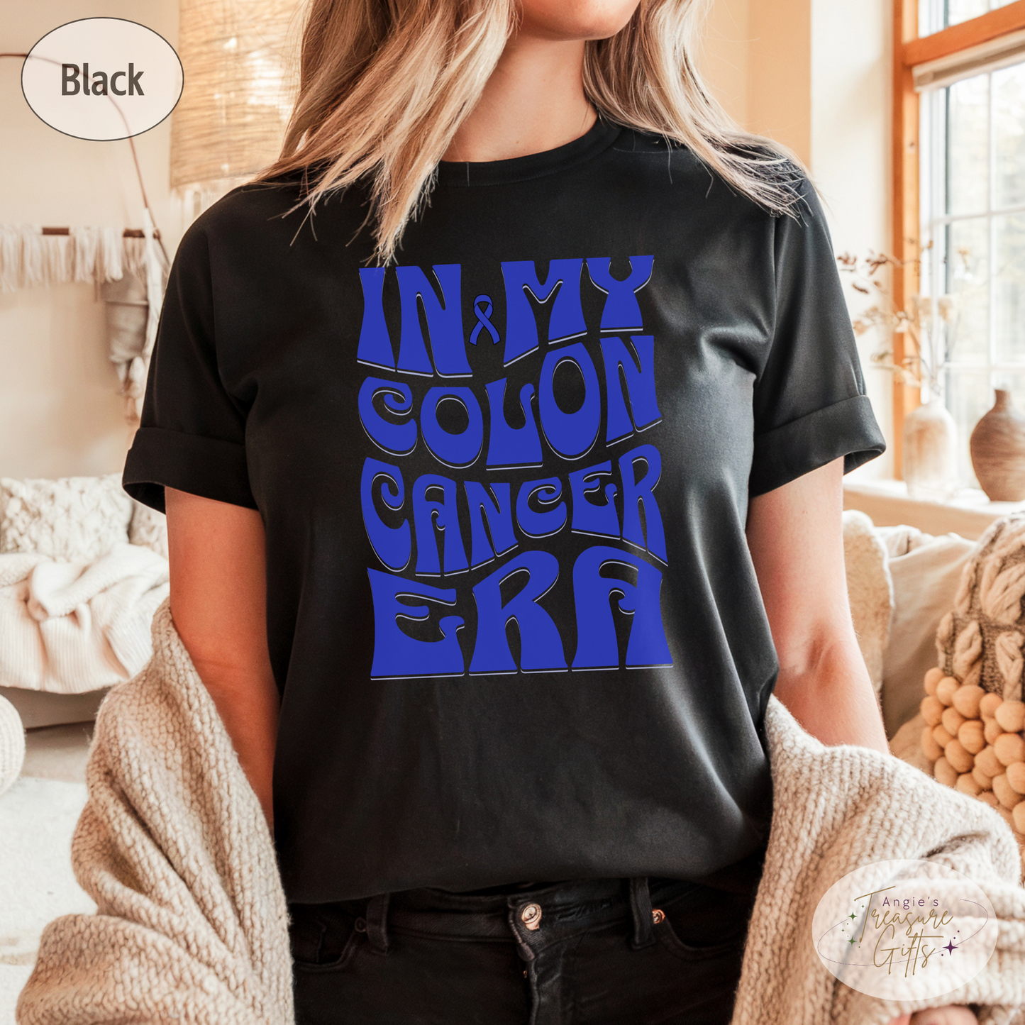 In My Colon Cancer Era Shirt – Dark Blue Awareness Ribbon – Bella Canvas 3001 Unisex Tee