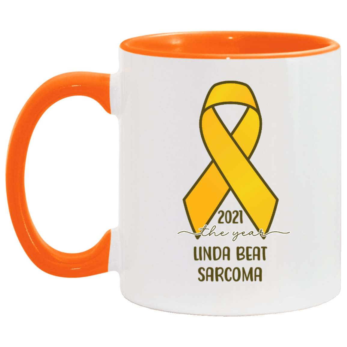 Personalized Sarcoma Cancer Survivor Mug – Yellow Awareness Ribbon Coffee Cup