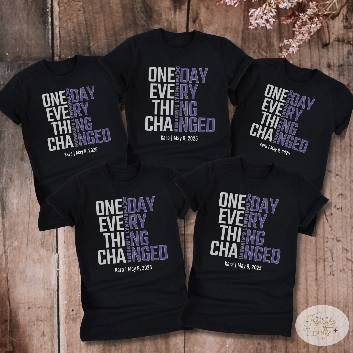 Personalized Hodgkin’s Lymphoma Awareness T-Shirt – One Day Everything Changed – Custom Survivor, Warrior, Memorial Gift