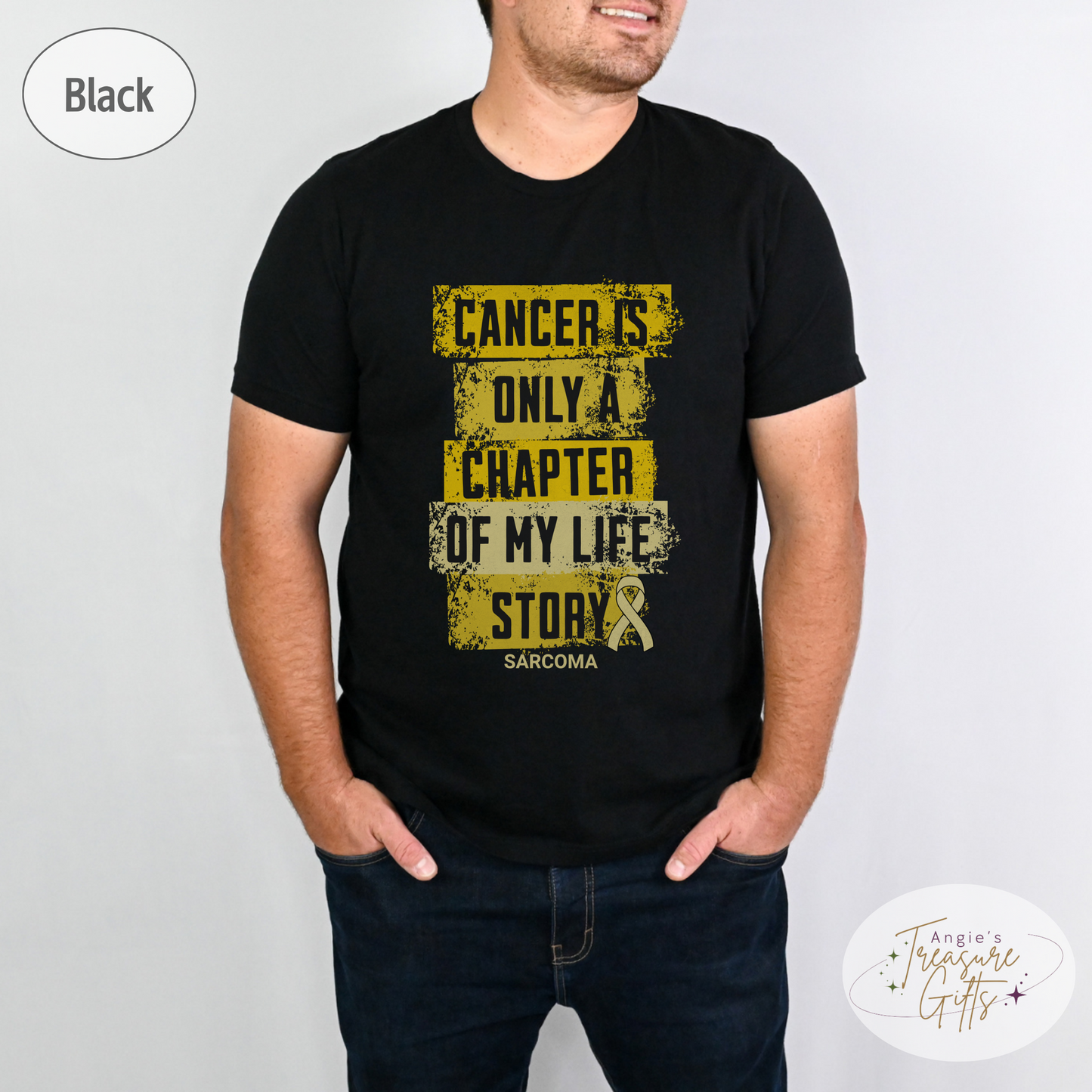 Sarcoma Cancer Awareness T-Shirt – Cancer Is Only a Chapter of My Life Story – Yellow Ribbon Survivor & Support Shirt