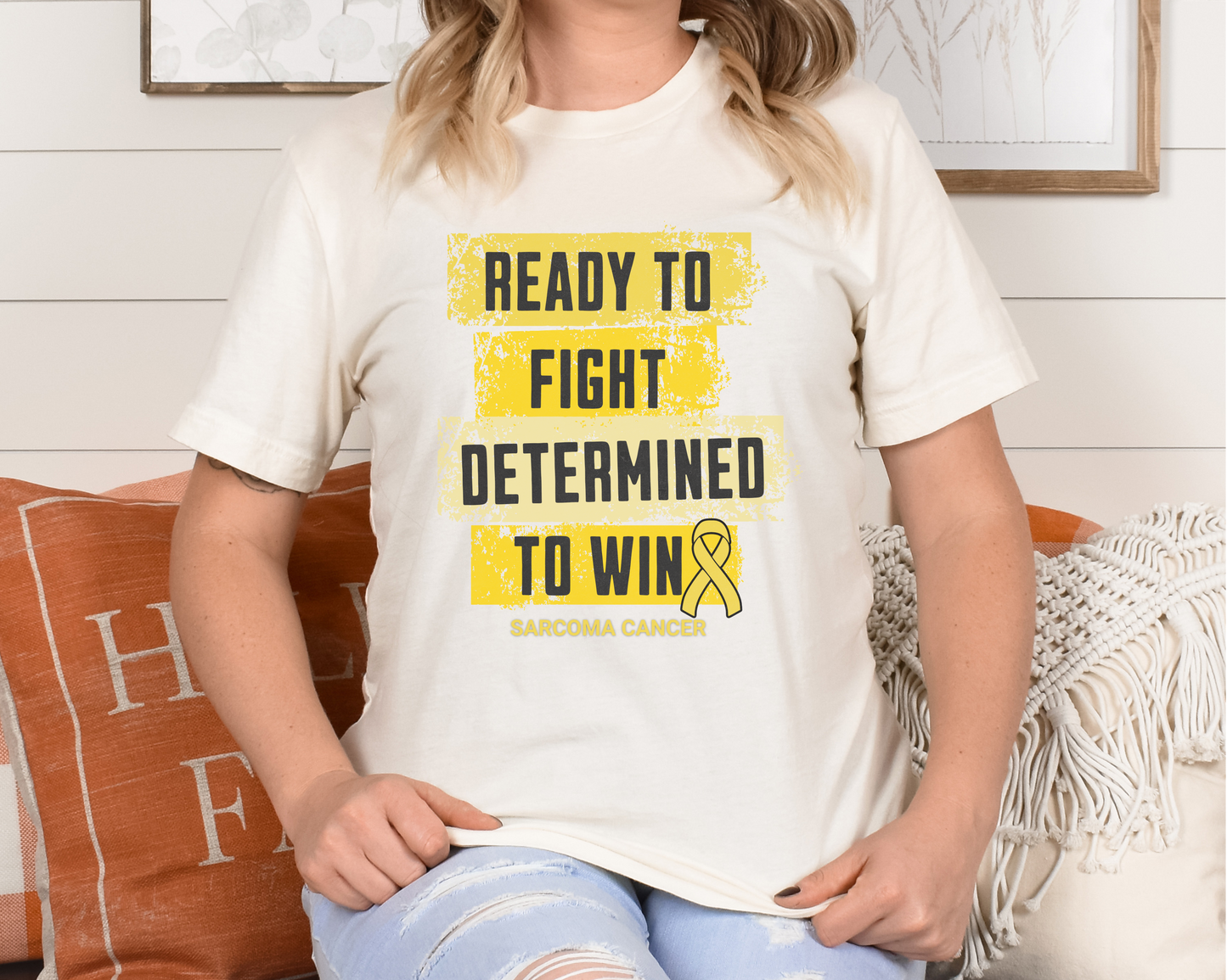 Sarcoma Cancer Shirt, Bone Cancer Tee, Yellow Ribbon T-Shirt for Man or Woman, Size Small to 4XL, Plus Size.