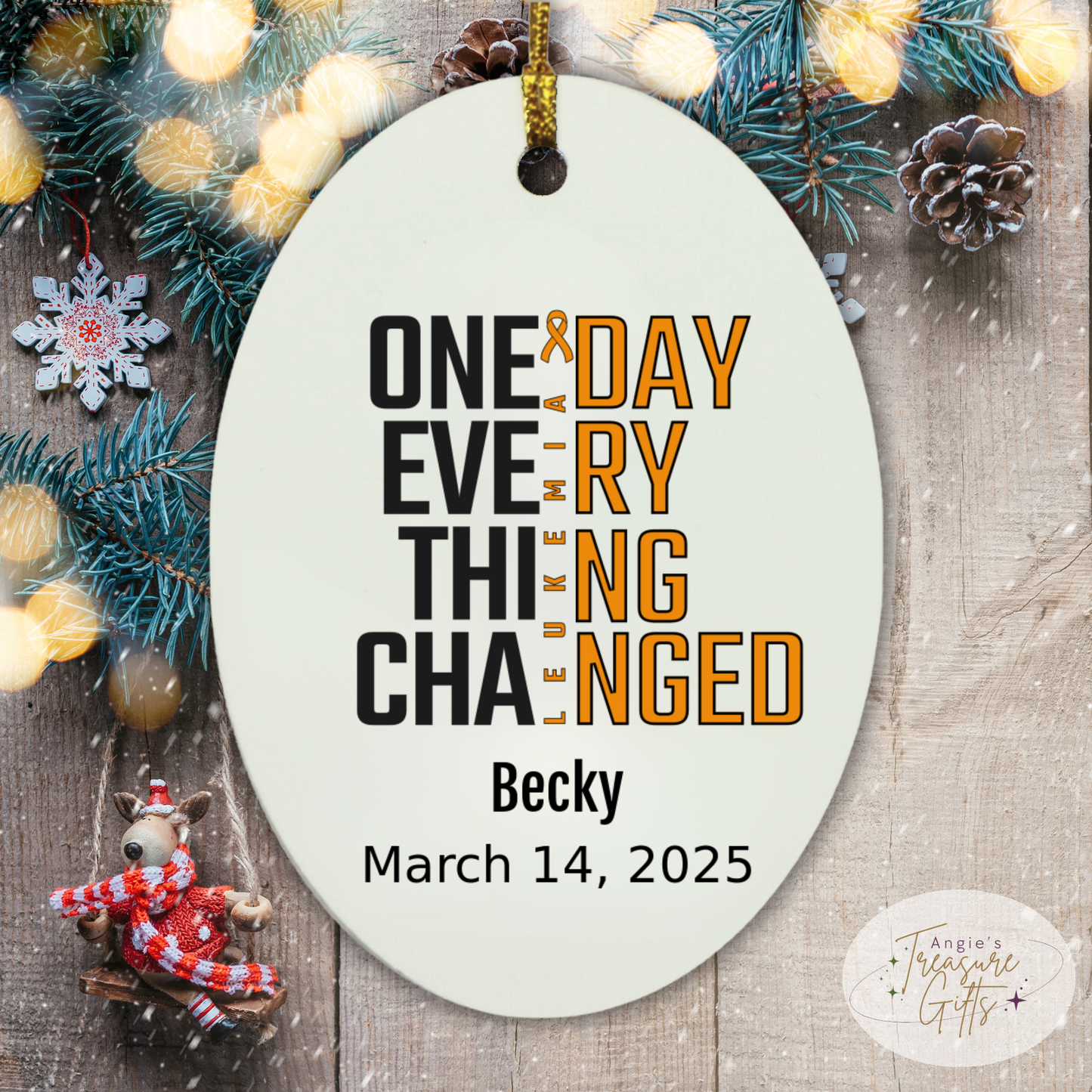 One Day Everything Changed Leukemia Awareness Ornament – Personalized Survivor Gift