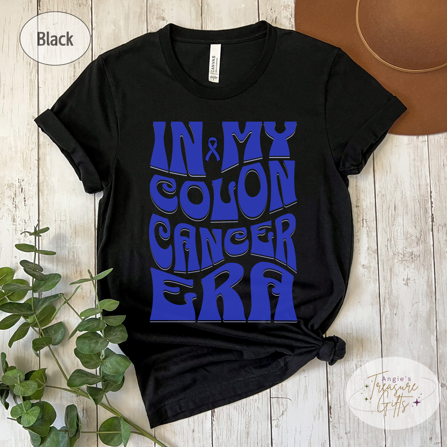 In My Colon Cancer Era Shirt – Dark Blue Awareness Ribbon – Bella Canvas 3001 Unisex Tee