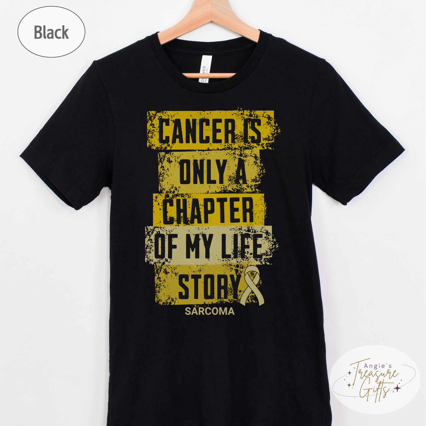 Sarcoma Cancer Awareness T-Shirt – Cancer Is Only a Chapter of My Life Story – Yellow Ribbon Survivor & Support Shirt