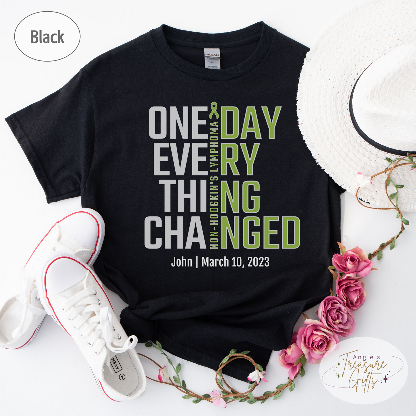 Personalized Non-Hodgkin’s Lymphoma Awareness T-Shirt – One Day Everything Changed – Custom Survivor, Warrior, Memorial Gift