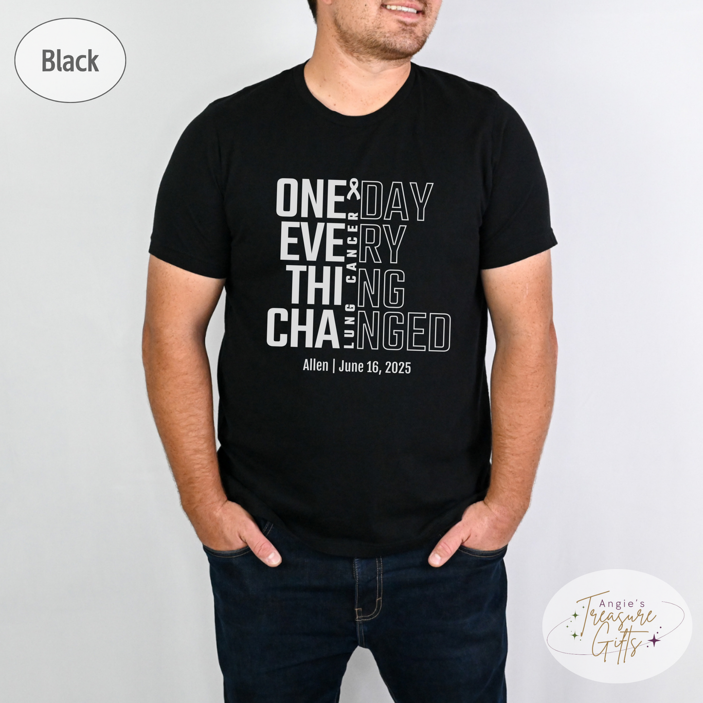 Personalized Lung Cancer Awareness T-Shirt – One Day Everything Changed – Custom Survivor, Warrior, Memorial Gift