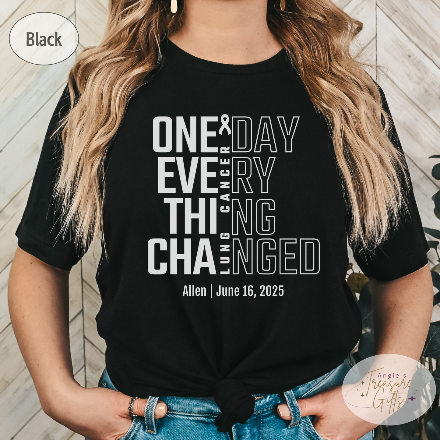 Personalized Lung Cancer Awareness T-Shirt – One Day Everything Changed – Custom Survivor, Warrior, Memorial Gift