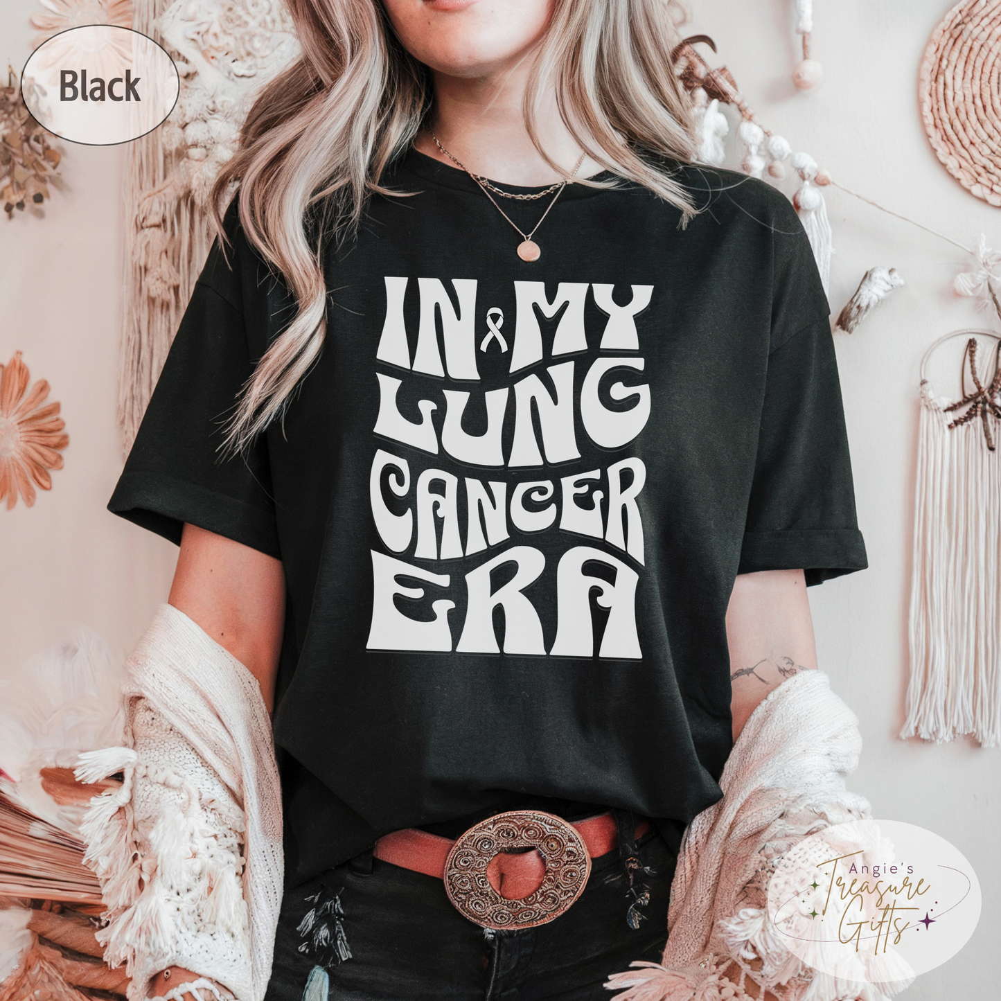 In My Lung Cancer Era Shirt – White Awareness Ribbon – Bella Canvas 3001 Unisex Tee – Cancer Support Gift