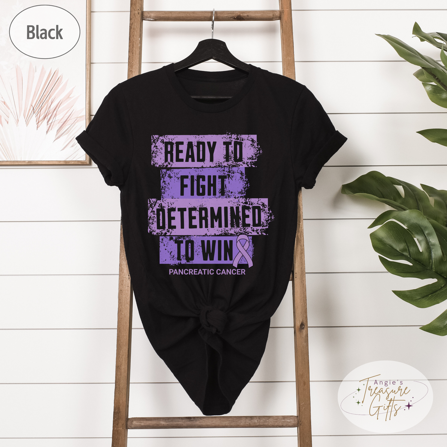 Pancreatic Cancer Awareness T-Shirt – Purple Ribbon Survivor Gift – Ready to Fight Determined to Win