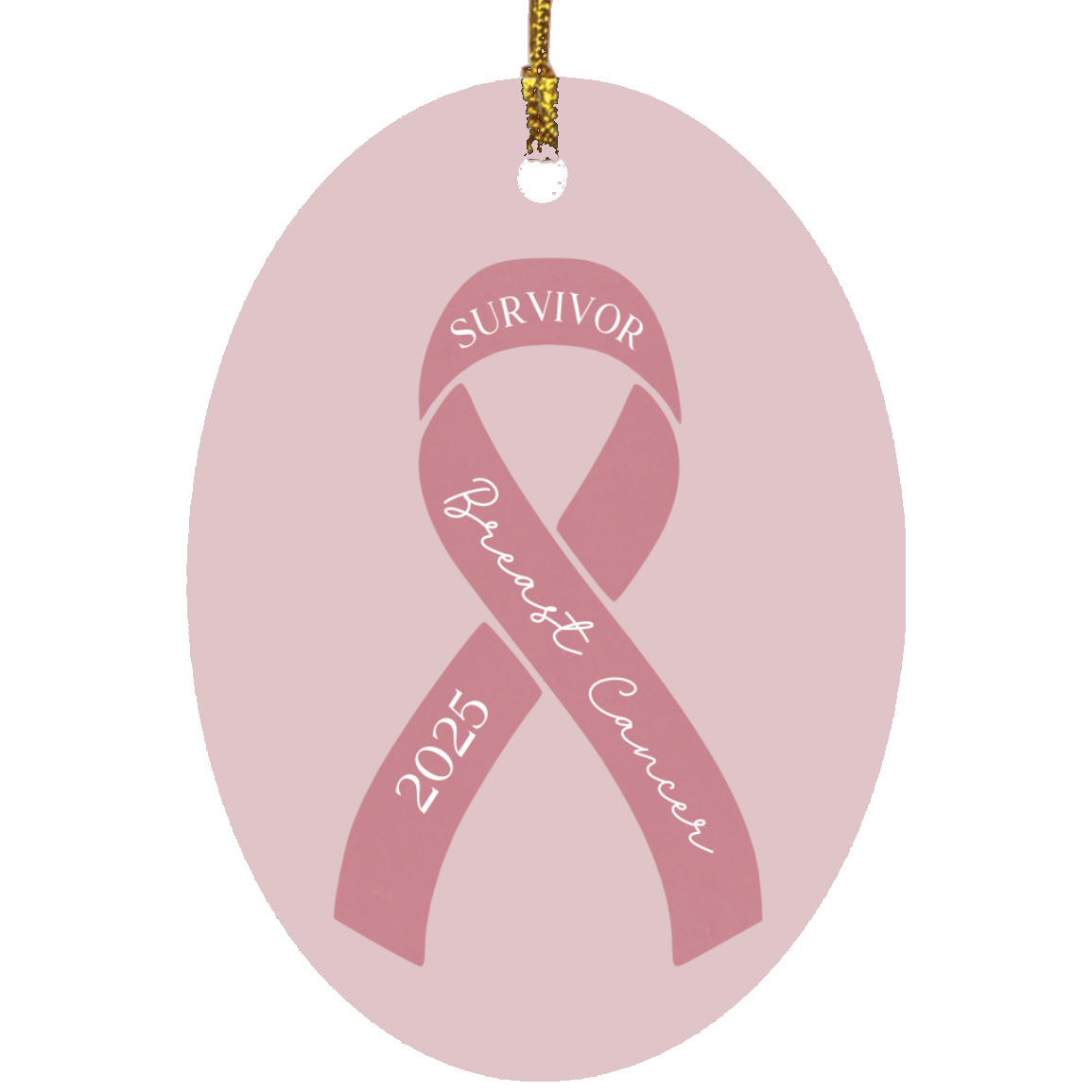 Personalized Breast Cancer Ornament – Pink Awareness Ribbon – Survivor, Warrior, or Fighter – Custom Year Keepsake Gift