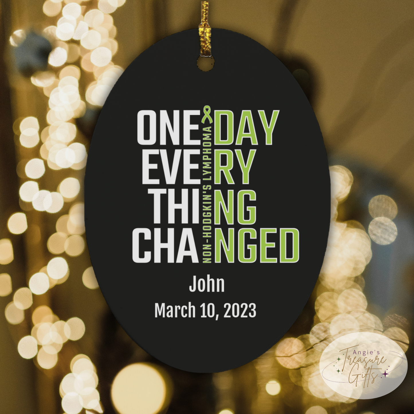 One Day Everything Changed Non-Hodgkin’s Lymphoma Awareness Ornament – Personalized Survivor Gift