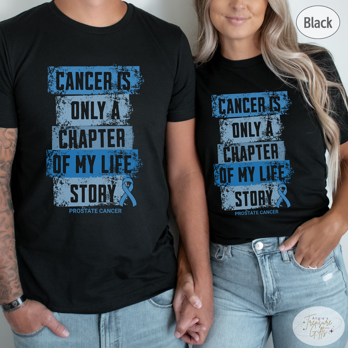Prostate Cancer Awareness T-Shirt – Cancer Is Only a Chapter of My Life Story – Light Blue Ribbon Survivor & Support Shirt