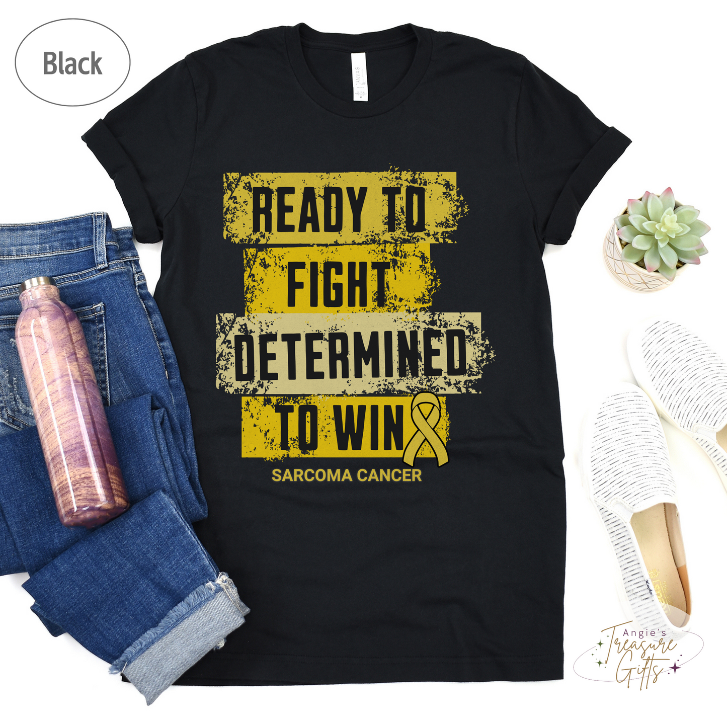 Sarcoma Cancer Shirt, Bone Cancer Tee, Yellow Ribbon T-Shirt for Man or Woman, Size Small to 4XL, Plus Size.