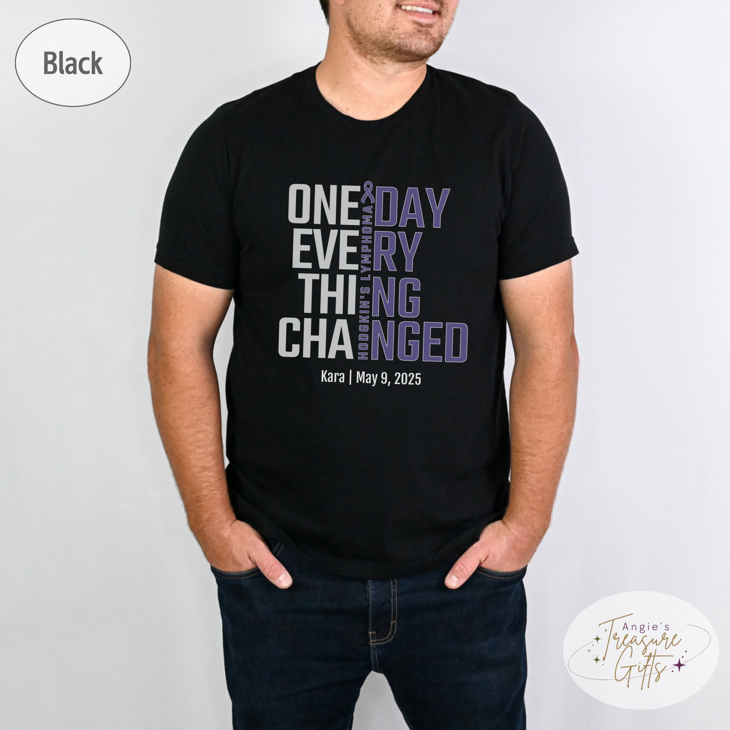 Personalized Hodgkin’s Lymphoma Awareness T-Shirt – One Day Everything Changed – Custom Survivor, Warrior, Memorial Gift