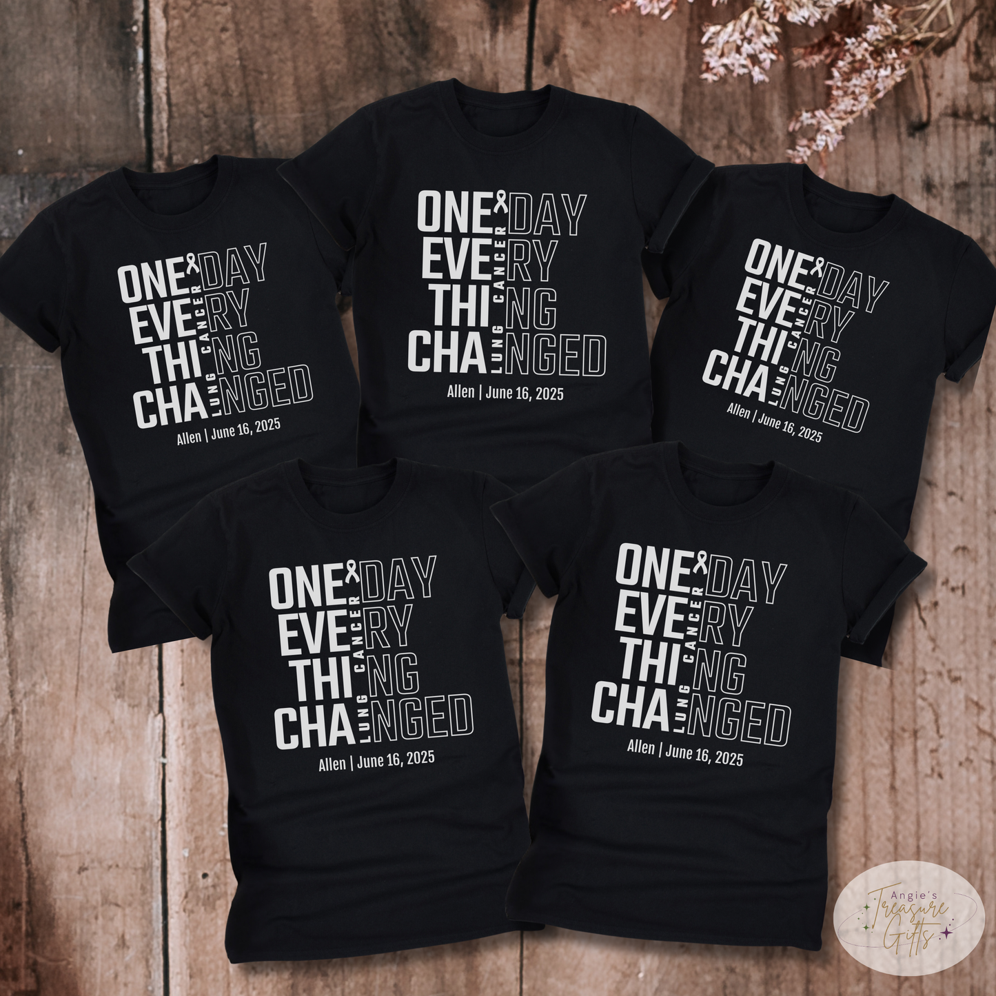Personalized Lung Cancer Awareness T-Shirt – One Day Everything Changed – Custom Survivor, Warrior, Memorial Gift