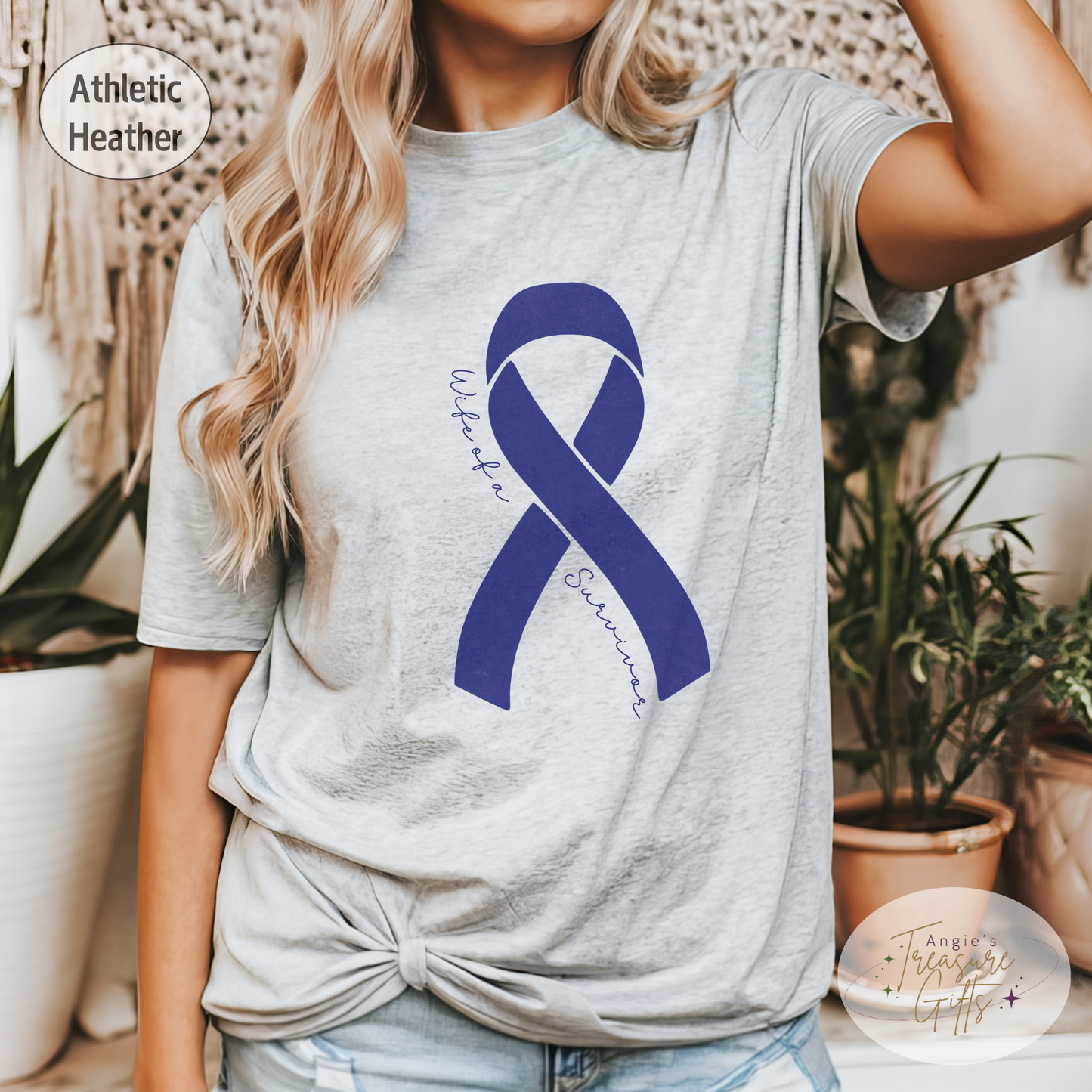 Personalized Colon Cancer Awareness Shirt – Dark Blue Ribbon Tee – Customizable Survivor, Warrior, Fighter Support – Bella Canvas 3001
