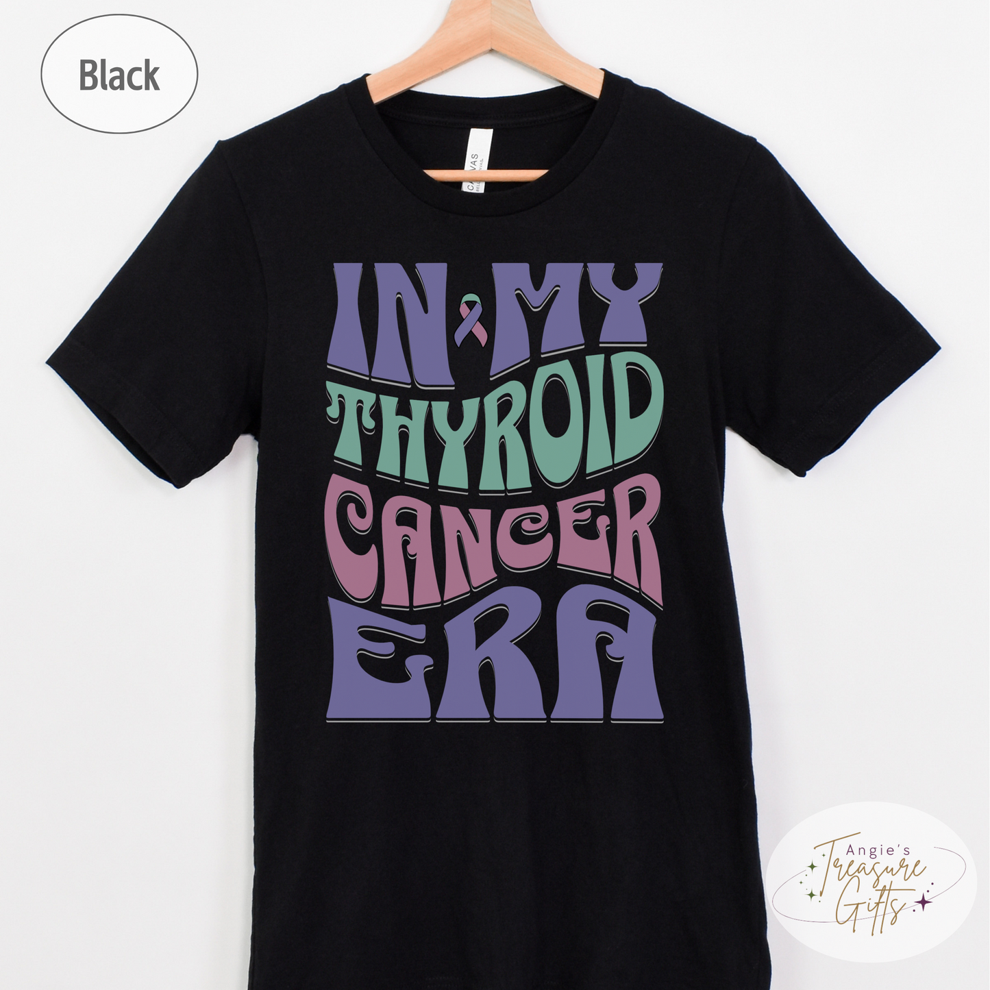 In My Thyroid Cancer Era Shirt – Teal, Pink & Blue Awareness Ribbon – Bella Canvas 3001 Unisex Tee – Cancer Support Gift