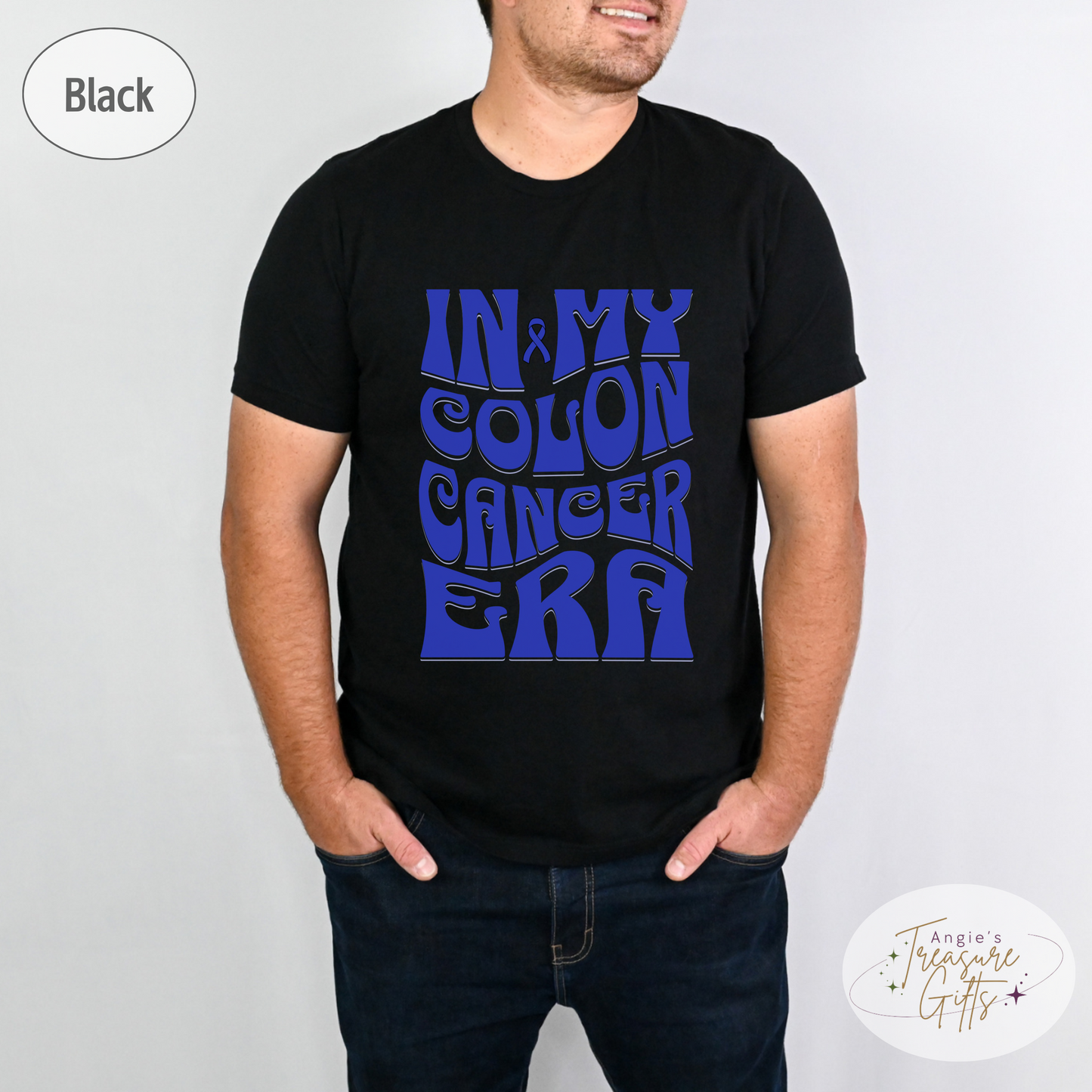 In My Colon Cancer Era Shirt – Dark Blue Awareness Ribbon – Bella Canvas 3001 Unisex Tee
