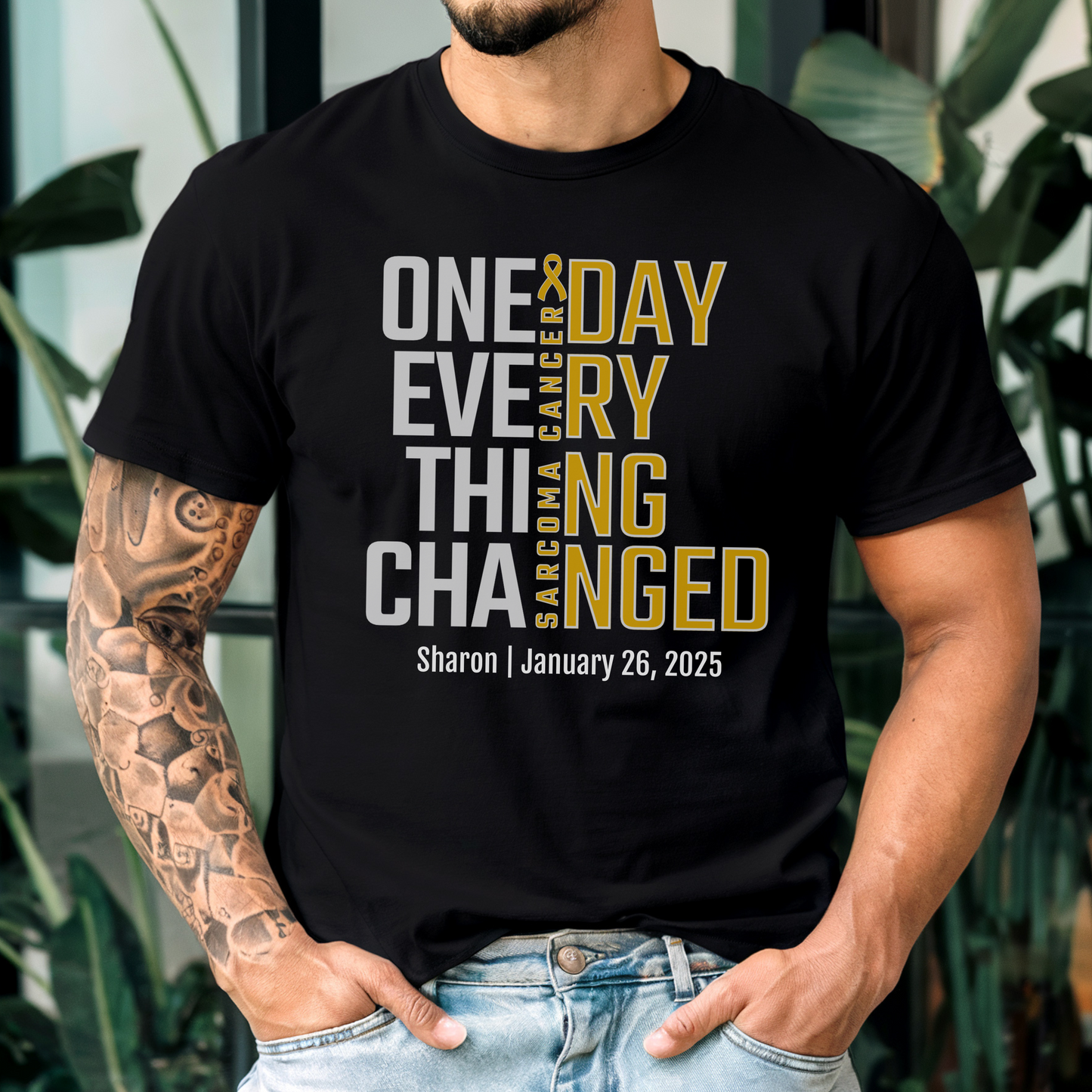 Personalized Sarcoma Awareness T-Shirt – One Day Everything Changed – Custom Survivor, Warrior, Memorial Gift