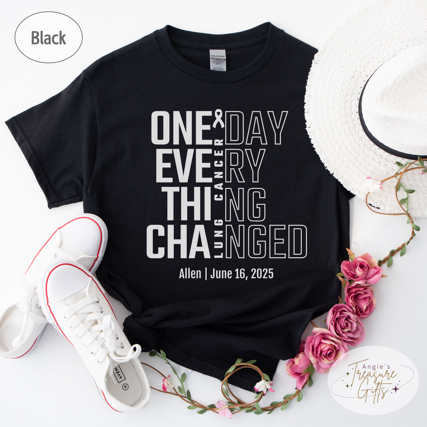 Personalized Lung Cancer Awareness T-Shirt – One Day Everything Changed – Custom Survivor, Warrior, Memorial Gift