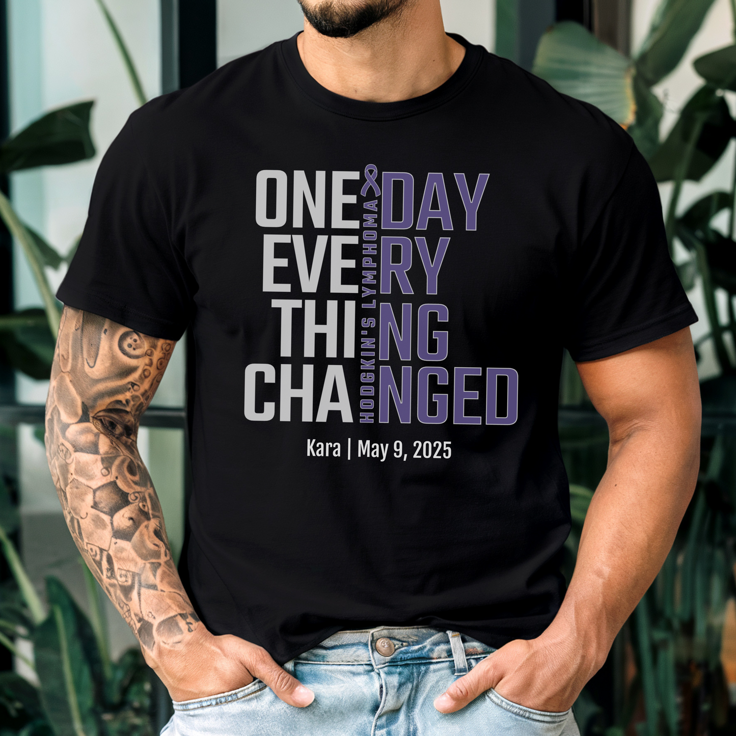 Personalized Hodgkin’s Lymphoma Awareness T-Shirt – One Day Everything Changed – Custom Survivor, Warrior, Memorial Gift