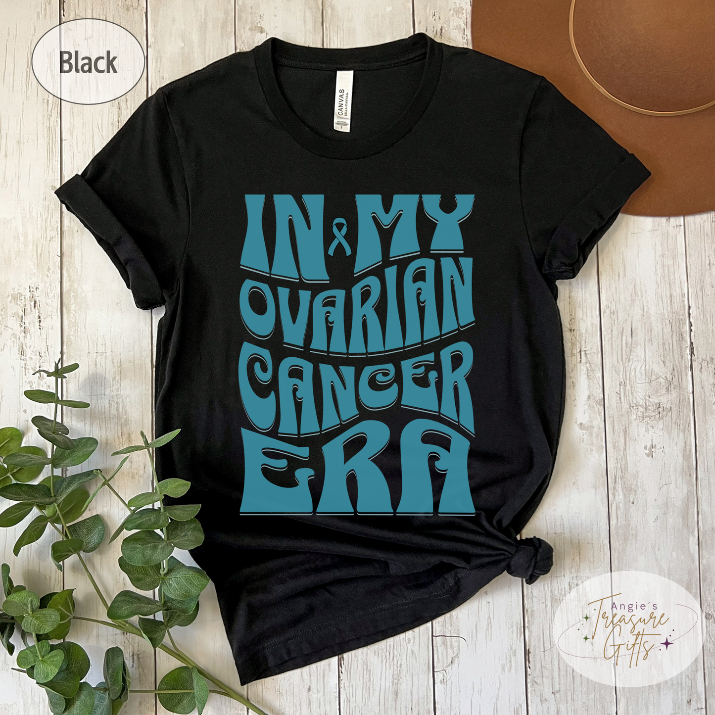 In My Ovarian Cancer Era Shirt – Teal Awareness Ribbon – Bella Canvas 3001 Unisex Tee – Cancer Support Gift