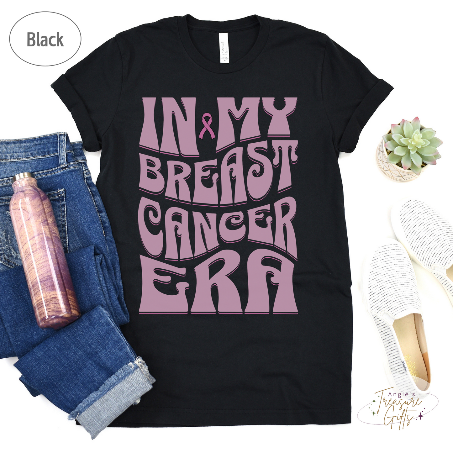 In My Breast Cancer Era Shirt – Pink Awareness Ribbon – Bella Canvas 3001 Unisex Tee – Cancer Support Gift