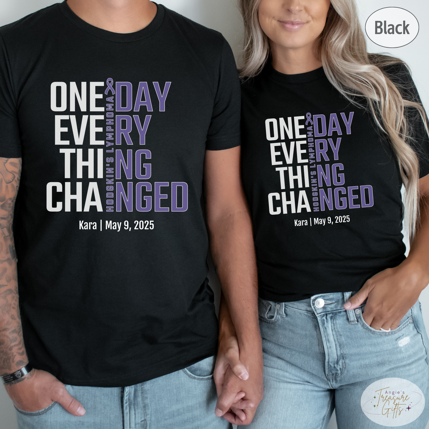 Personalized Hodgkin’s Lymphoma Awareness T-Shirt – One Day Everything Changed – Custom Survivor, Warrior, Memorial Gift