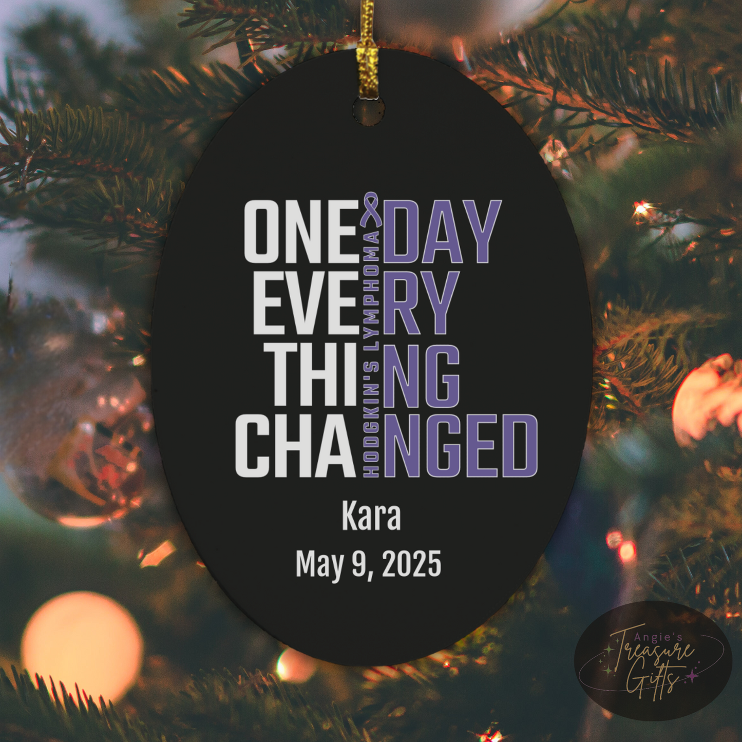 One Day Everything Changed Hodgkin’s Lymphoma Awareness Ornament – Personalized Survivor Gift
