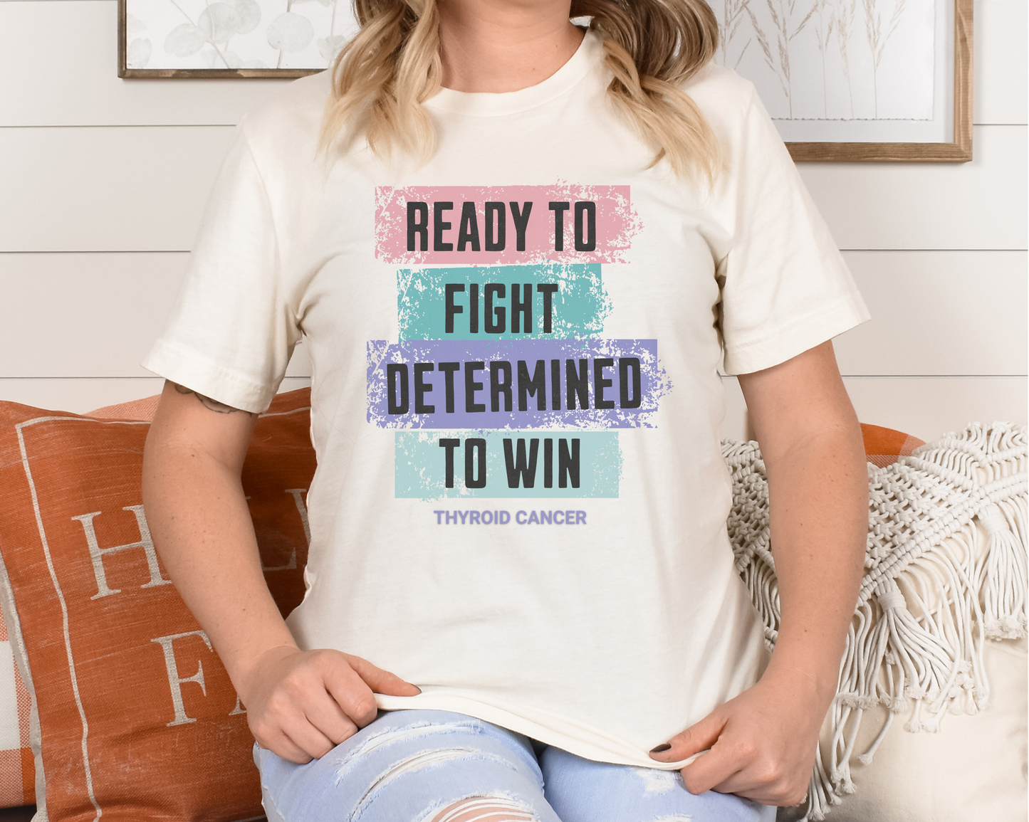 Thyroid Cancer Shirt, Thyroid Cancer Fighter Tee, Cancer Support Squad Tshirt, Pink Teal Purple Ribbon, Size Small to 4XL, Plus Size.