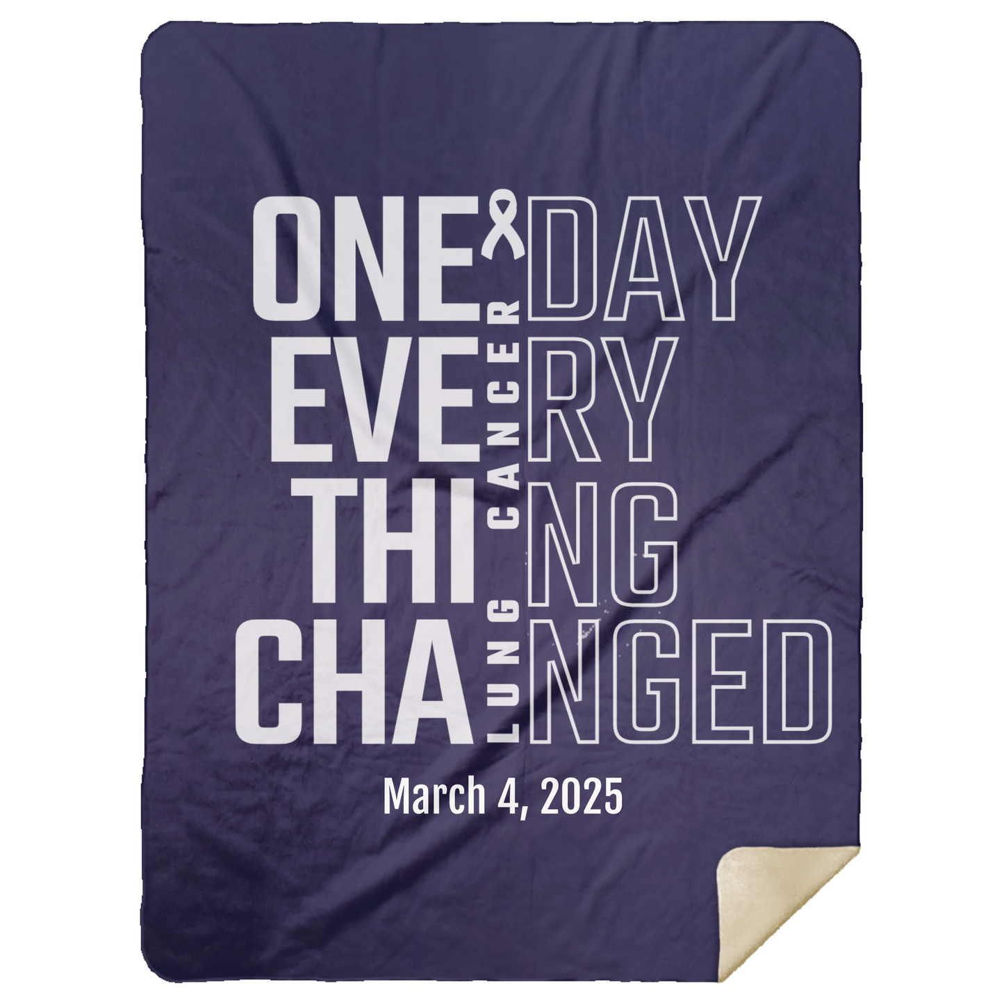 Personalized Lung Cancer Awareness Sherpa Blanket – One Day Everything Changed – Custom Name & Date - Three Sizes - White Ribbon Gift