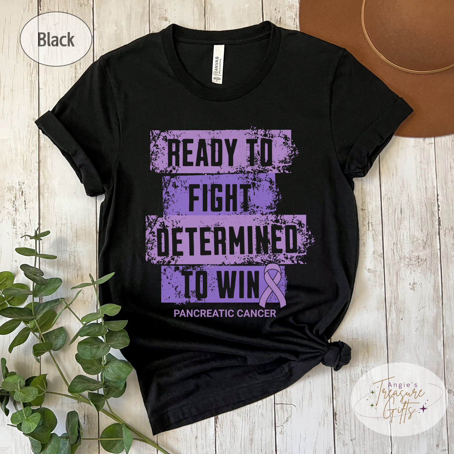 Pancreatic Cancer Awareness T-Shirt – Purple Ribbon Survivor Gift – Ready to Fight Determined to Win