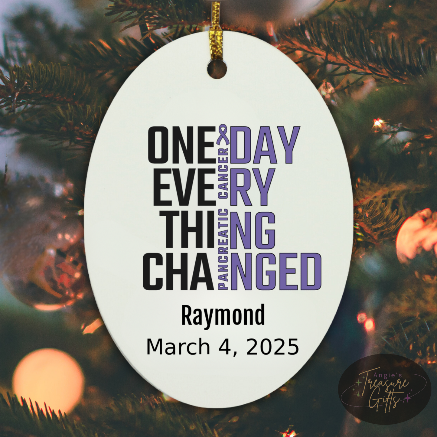 One Day Everything Changed Pancreatic Cancer Awareness Ornament – Personalized Survivor Gift